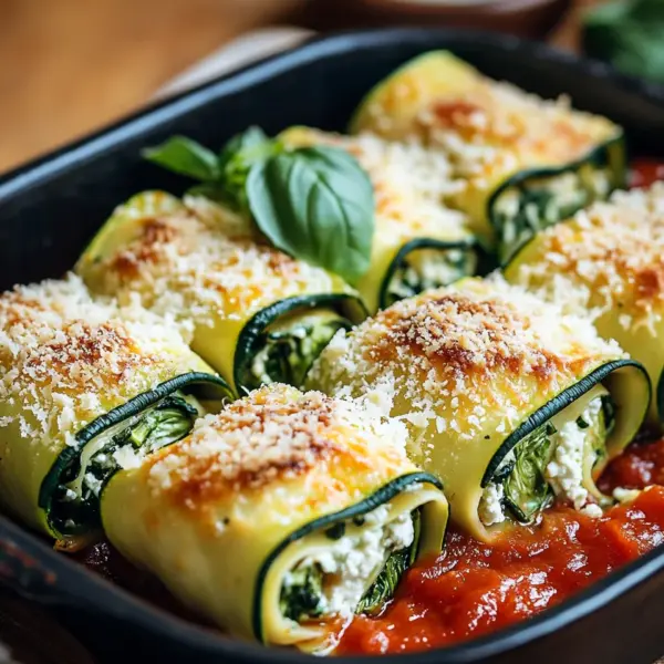 Zucchini-Cannelloni mit Ricotta-Spinat-Füllung