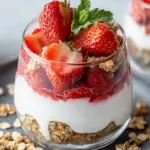 Erdbeer-Dessert im Glas mit Joghurt