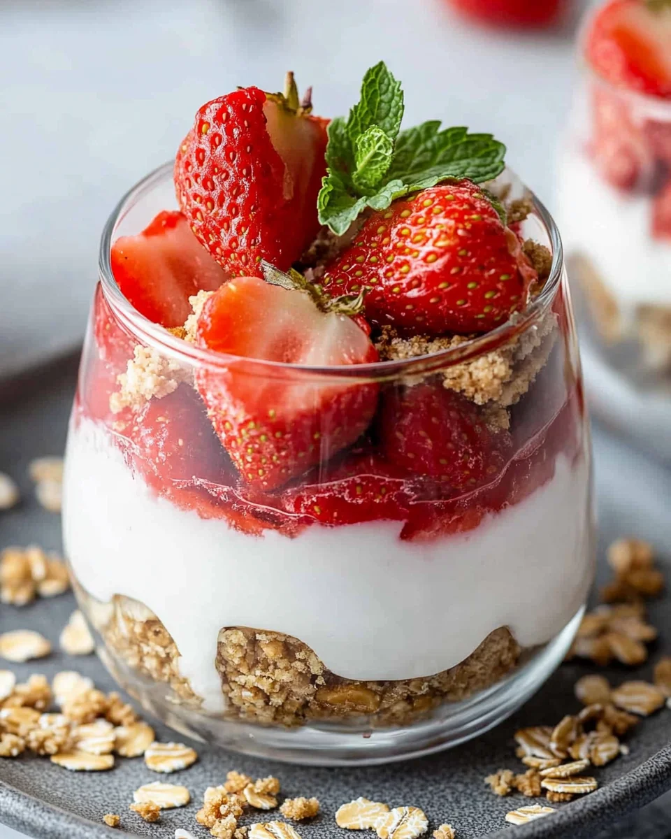 Erdbeer-Dessert im Glas mit Joghurt
