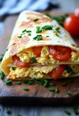 Frühstückswrap mit Ei, Käse und Tomaten 28 Frühstückswrap mit Ei, Käse und Tomaten