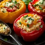 Gef&uuml;llte Ofenpaprika mit Reis und Feta