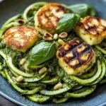 Halloumi mit Zucchini-Pesto-Nudeln