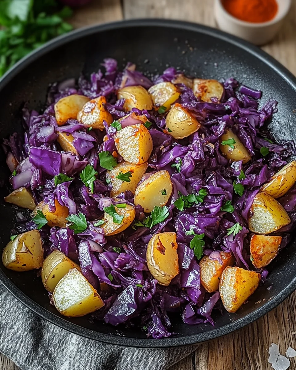 Rotkohl Pfanne mit Kartoffeln