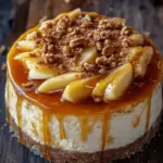 Apfel-Cheesecake mit Walnuss-Streuseln und Karamellsauce