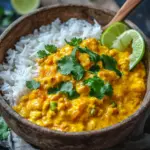 Aromatisches Garnelen Curry mit Kokosmilch und Reis