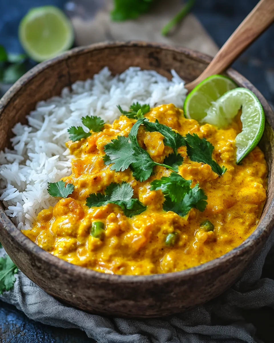 Aromatisches Garnelen Curry mit Kokosmilch und Reis