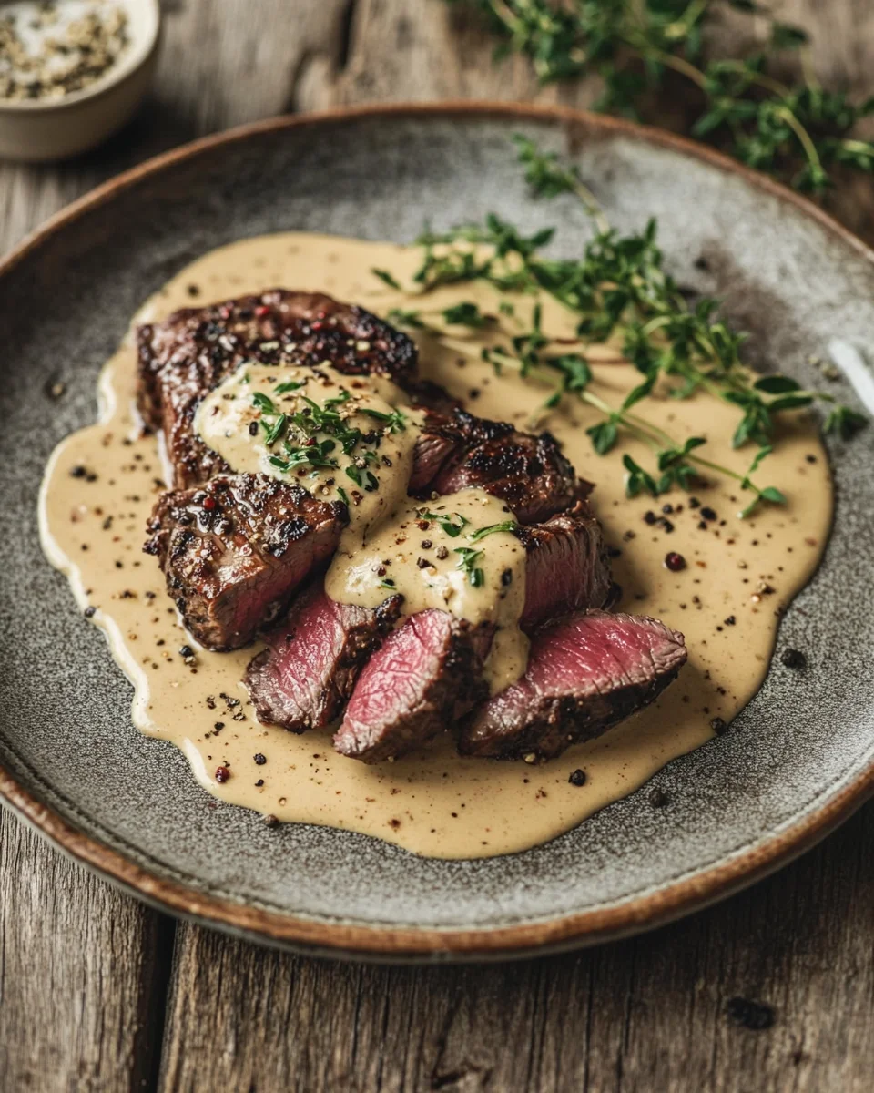 Blumenkohlsteak mit Pfefferrahmsauce