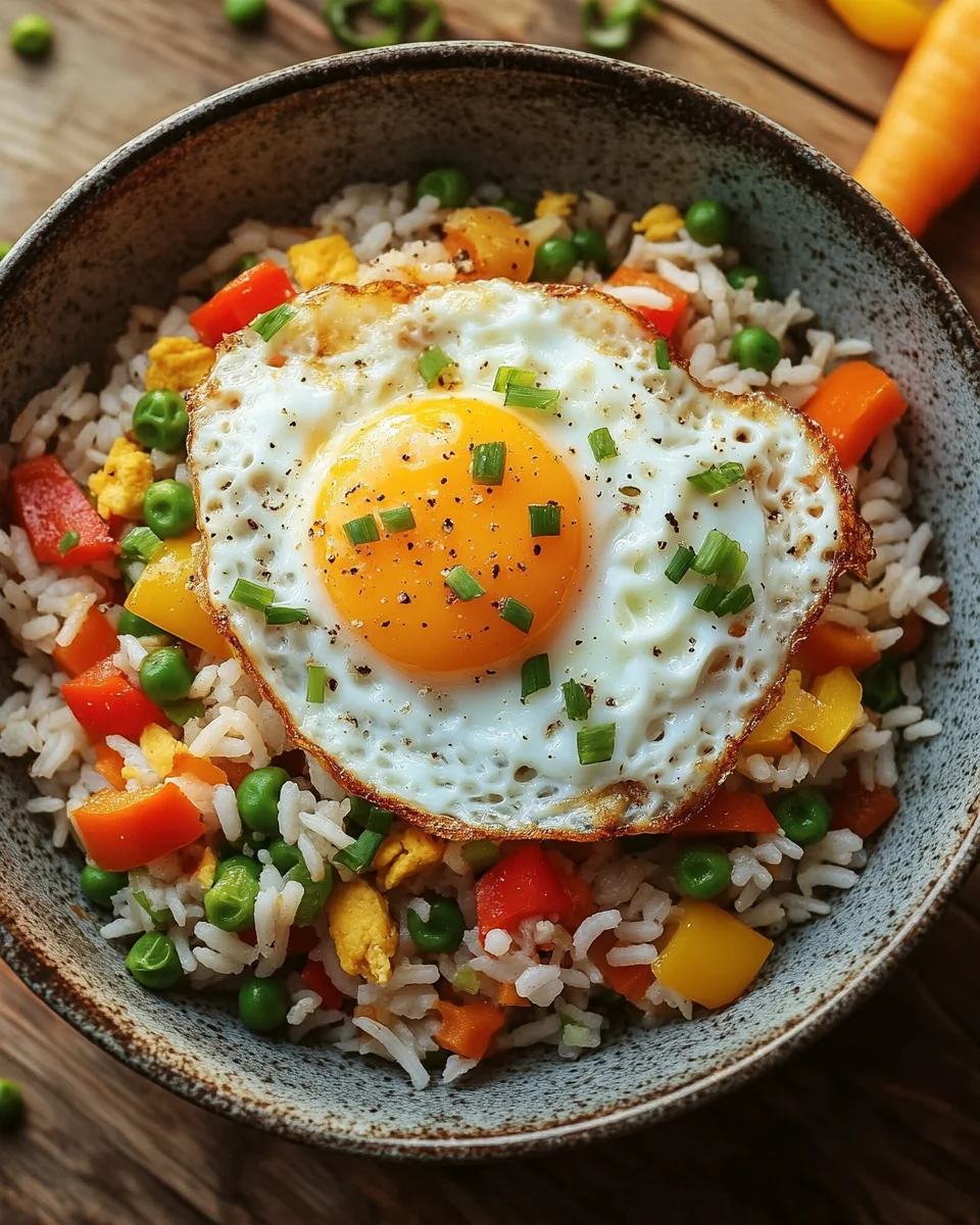 Bratreis mit Ei und Gemüse