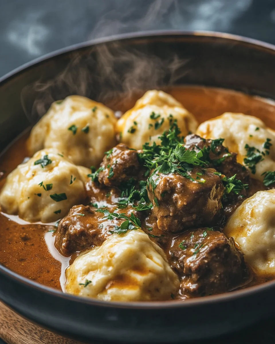 Butterzartes Rahmgulasch mit Serviettenknödel 22 Butterzartes