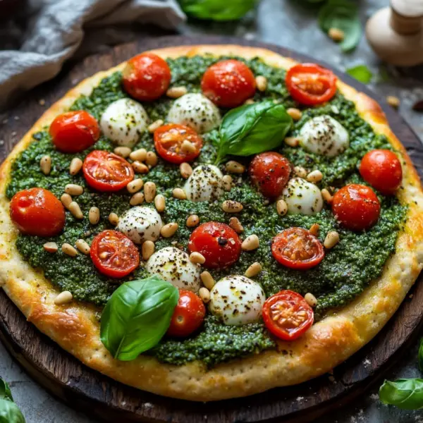 Die beste Focaccia mit Pesto und Tomaten