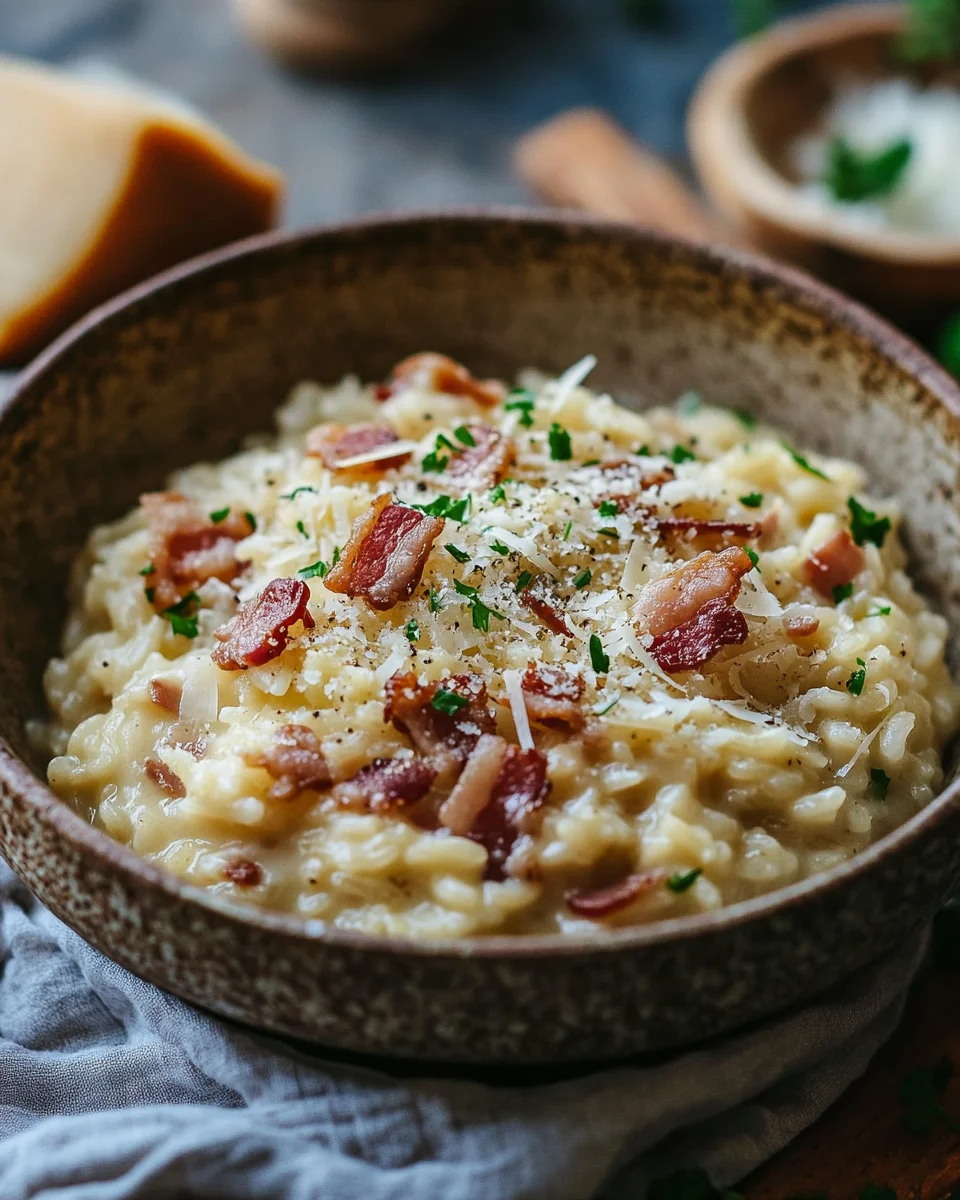 Französisches Zwiebel und Speck Risotto