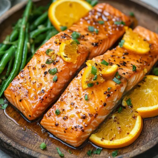 Gebackener Orangen-Lachs mit Honig-Senf-Glasur