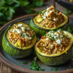 Gef&uuml;llte Zucchinis mit Couscous und Feta