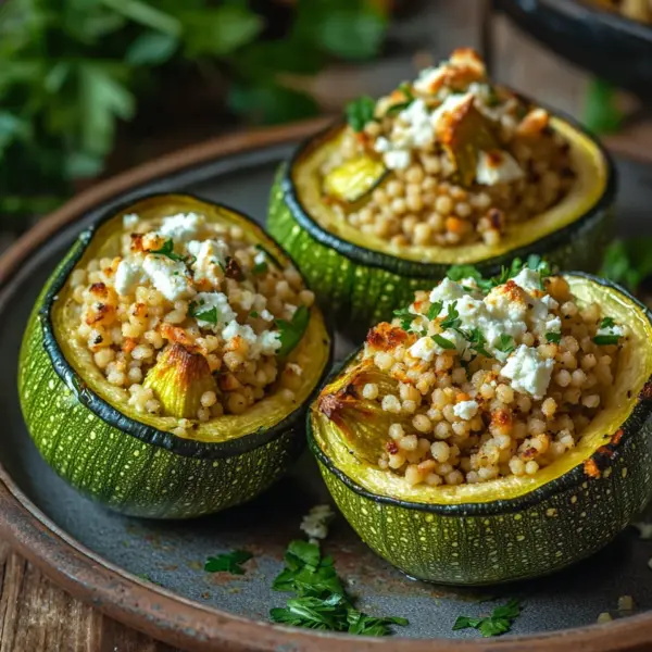 Gefüllte Zucchinis mit Couscous und Feta