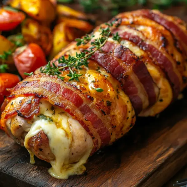 Hähnchenfilet im Speckmantel mit Käsefüllung