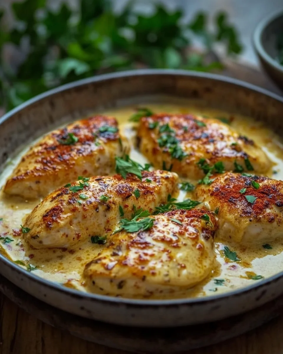 H&auml;hnchenfilet in Frischk&auml;se-Parmesan-So&szlig;e