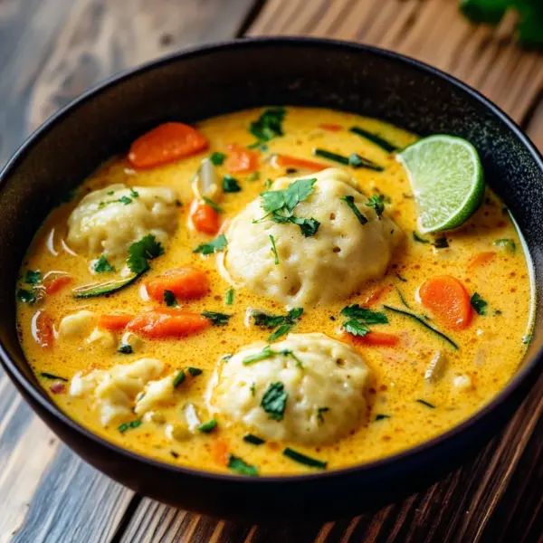 Kokos Curry Suppe mit Dumplings
