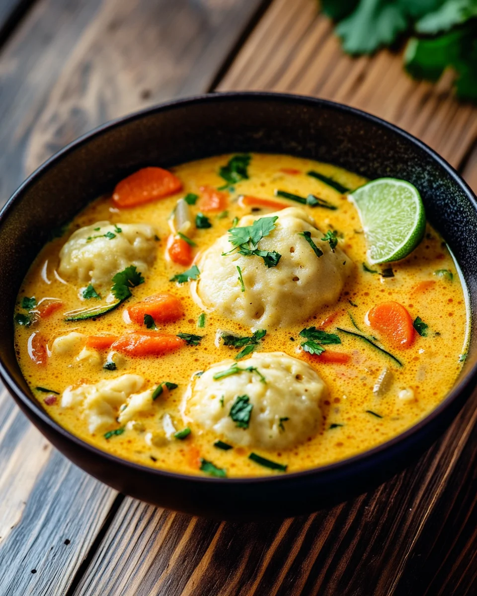 Kokos Curry Suppe mit Dumplings