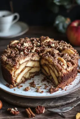 Marmorierter Apfel-Streuselkuchen mit Zimt und Nüssen