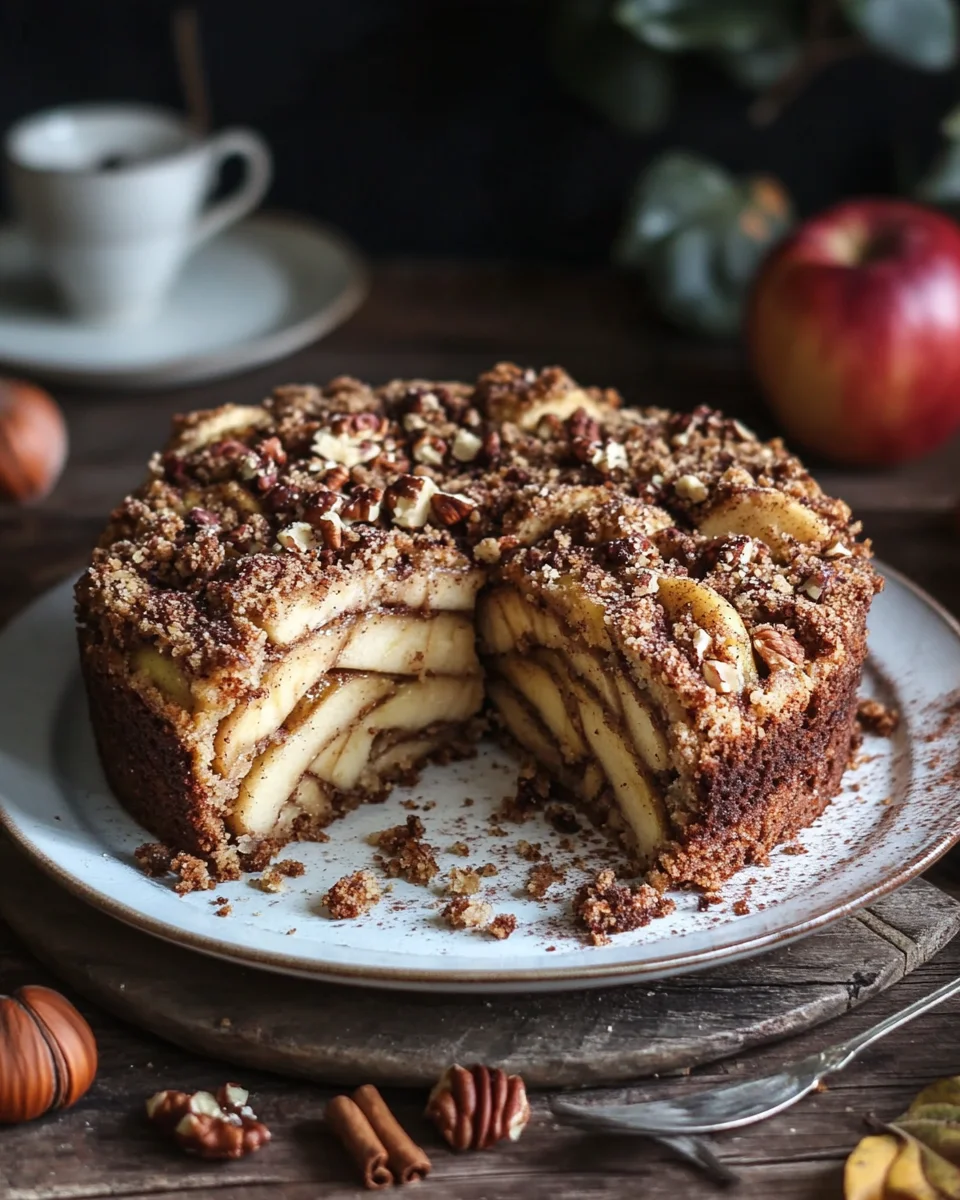 Marmorierter Apfel-Streuselkuchen mit Zimt und Nüssen