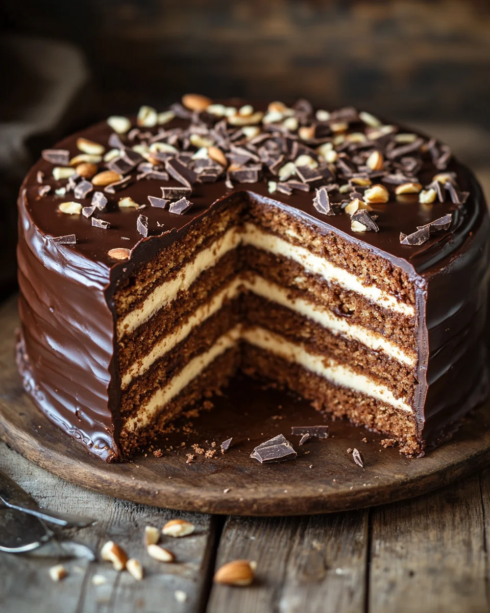 Nuss-Nougat-Torte mit Schokoboden