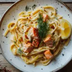 Pasta mit Lachs und Sahneso&szlig;e