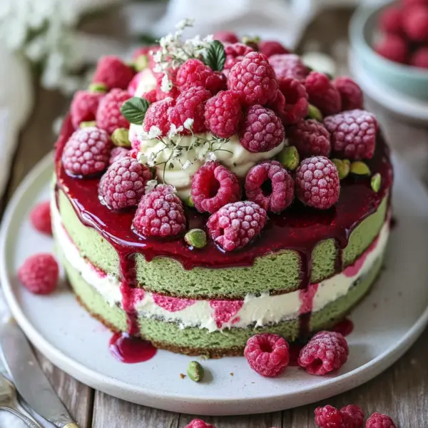 Pistazien-Himbeer-Torte mit Mascarpone-Creme