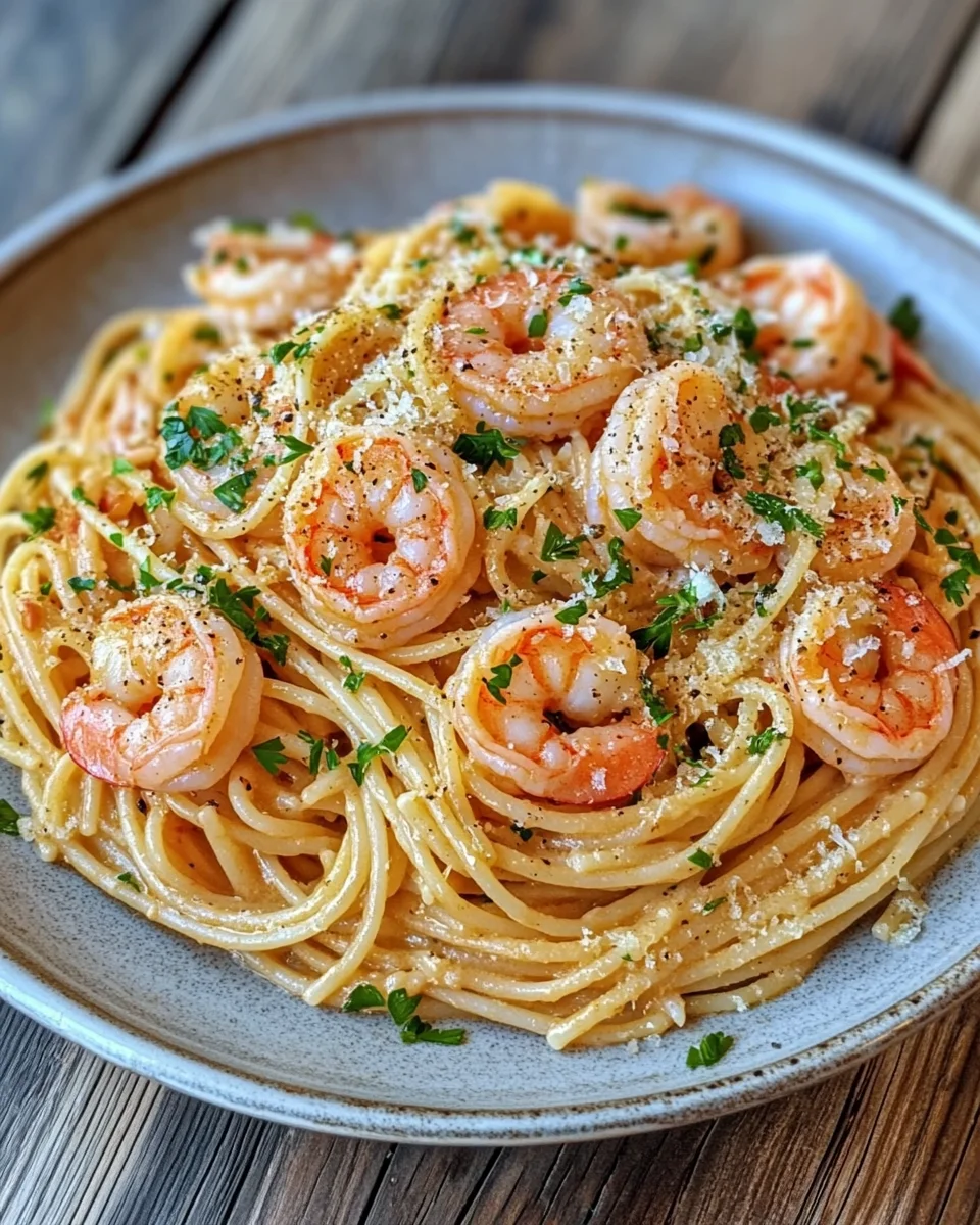 Spaghetti mit Garnelen in Knoblauch-Sahnesauce 20 Spaghetti