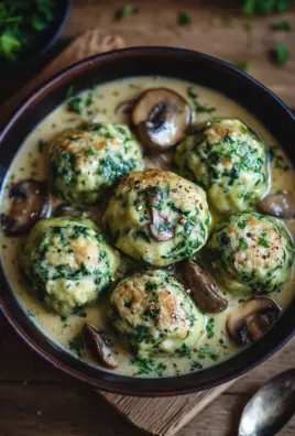 Südtiroler Spinatknödel mit Pilzrahm 25 Südtiroler Spinatknödel mit Pilzrahm