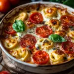 Tortellini-Auflauf mit Tomaten und Mozzarella (vegetarisches Rezept)