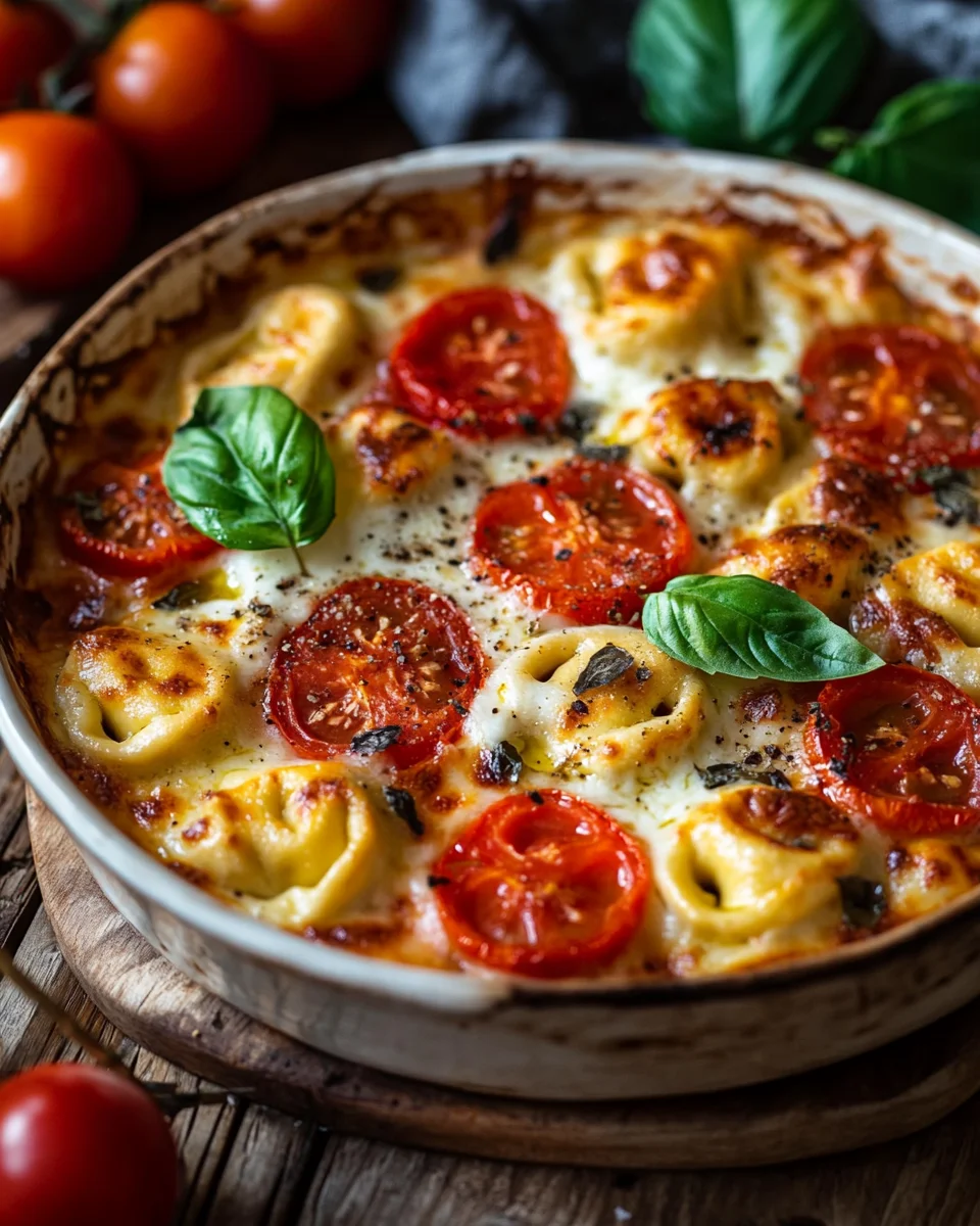 Tortellini-Auflauf mit Tomaten und Mozzarella (vegetarisches Rezept)