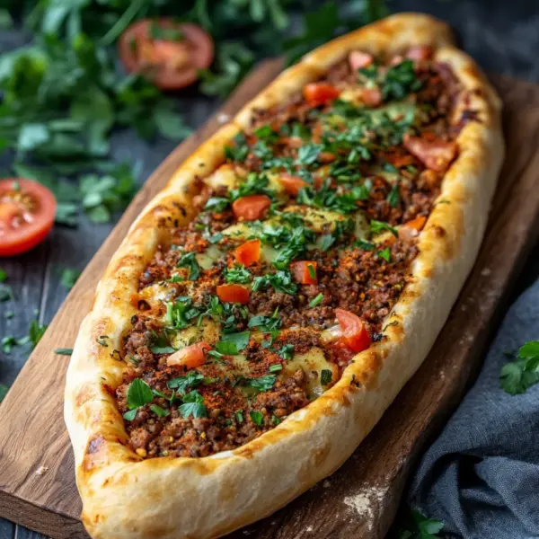 Türkische Pide mit Hackfleisch