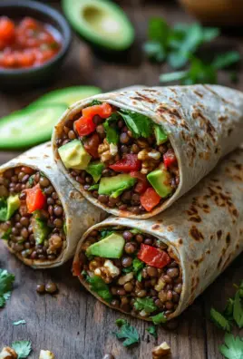 Vegetarische Burritos mit Linsen und Walnüssen